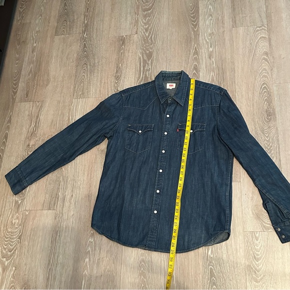 Levi’s Indigo Denim Pearl Snap Long Sleeve Button Up Shirt 100% Cotton L - Picture 10 of 16